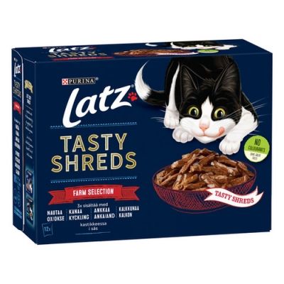 Purina Latz Tasty Shreds Farm Selection Våtfoder i Sås till Katt